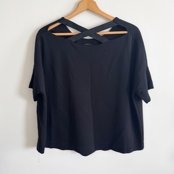 Cos black criss cross back short sleeve oversized top - Picture 3 of 6
